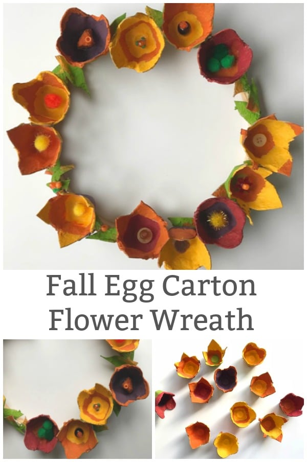 fall egg carton flower wreath