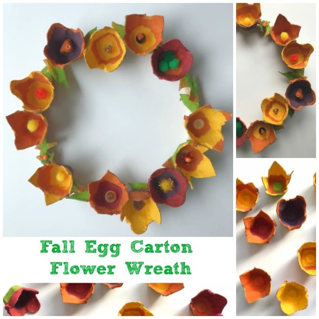 fall egg carton flower wreath