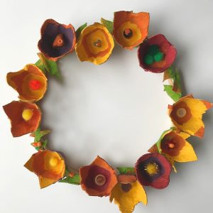 fall egg carton flower wreath 