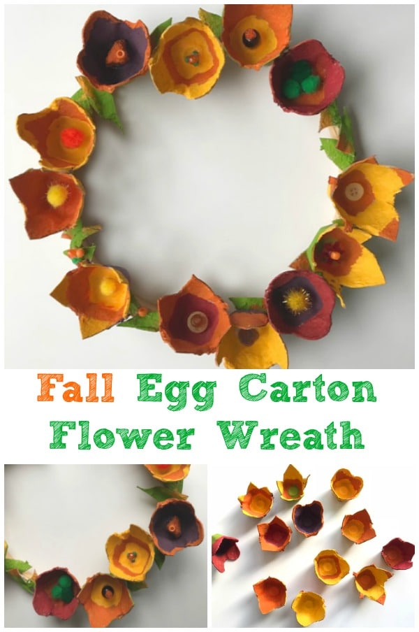fall egg carton flower wreath