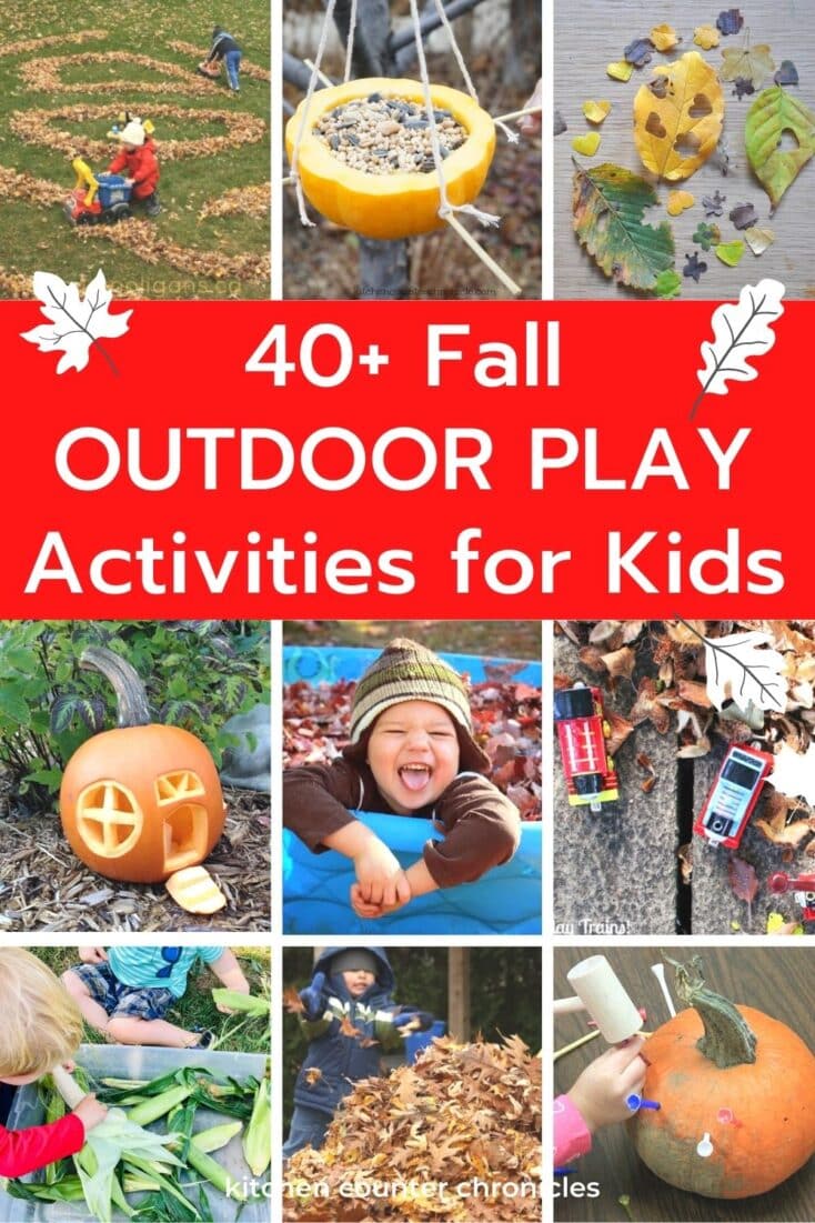 collage of fall outdoor play activities and title