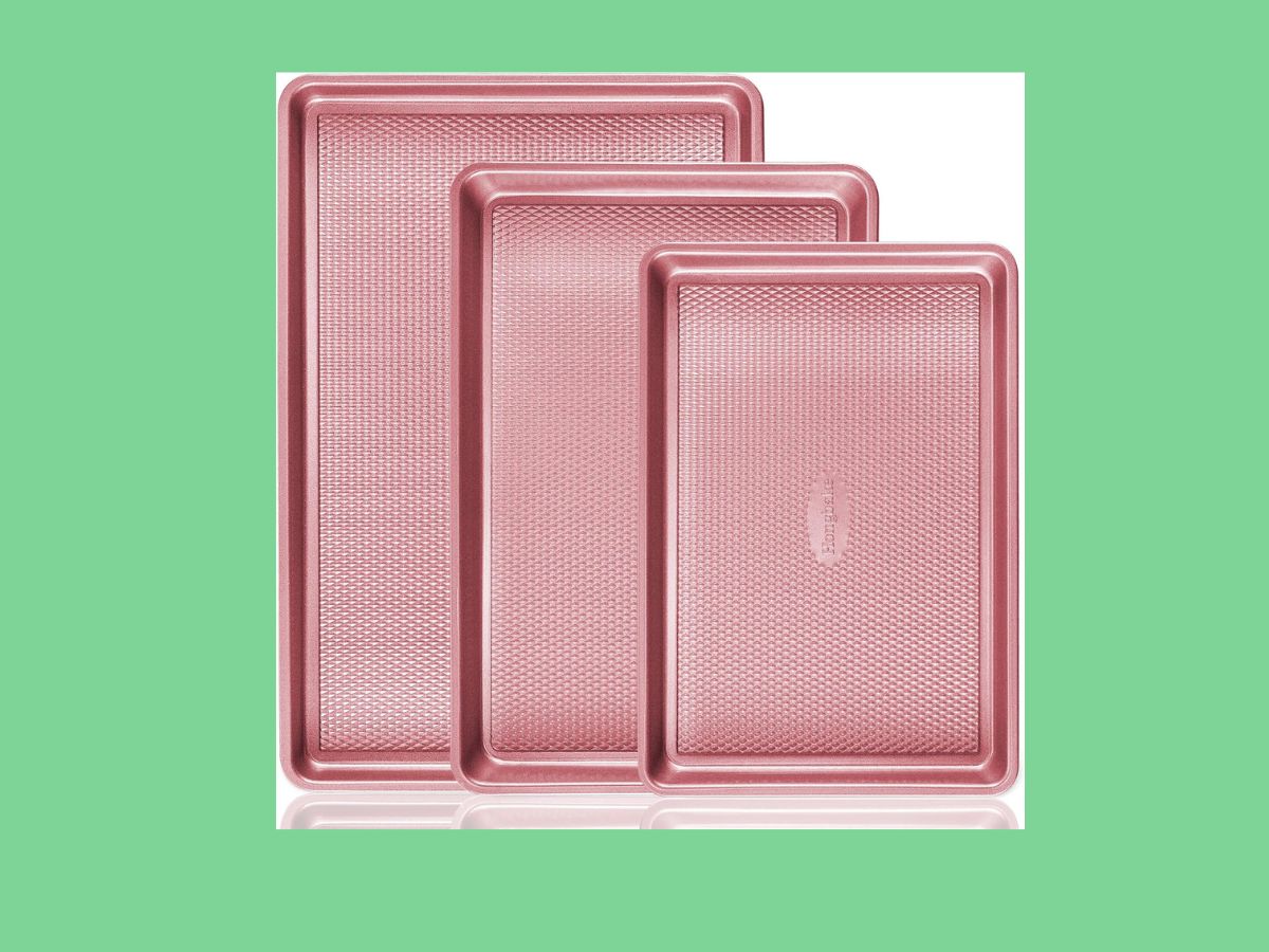 3 pink baking sheets