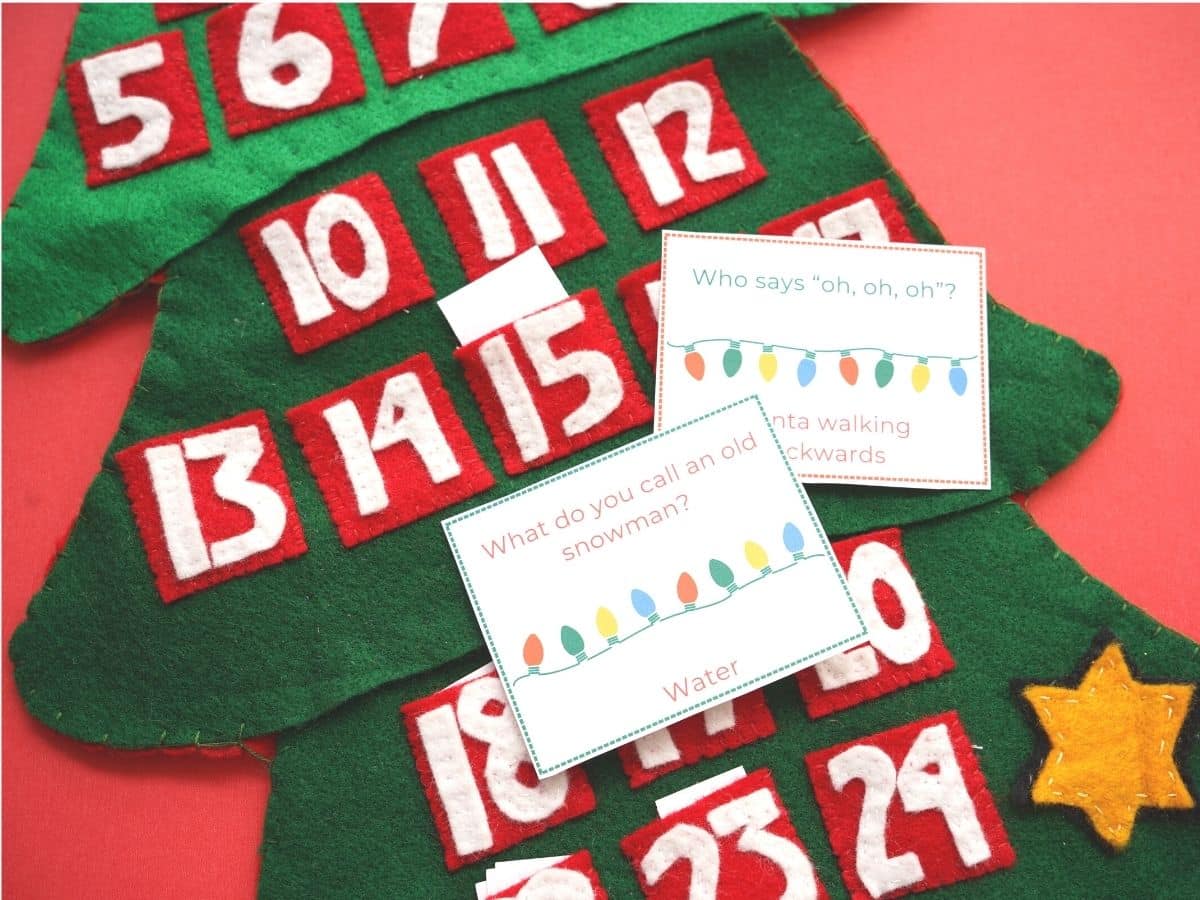christmas jokes advent calendar for kids printed with tree advent calendar