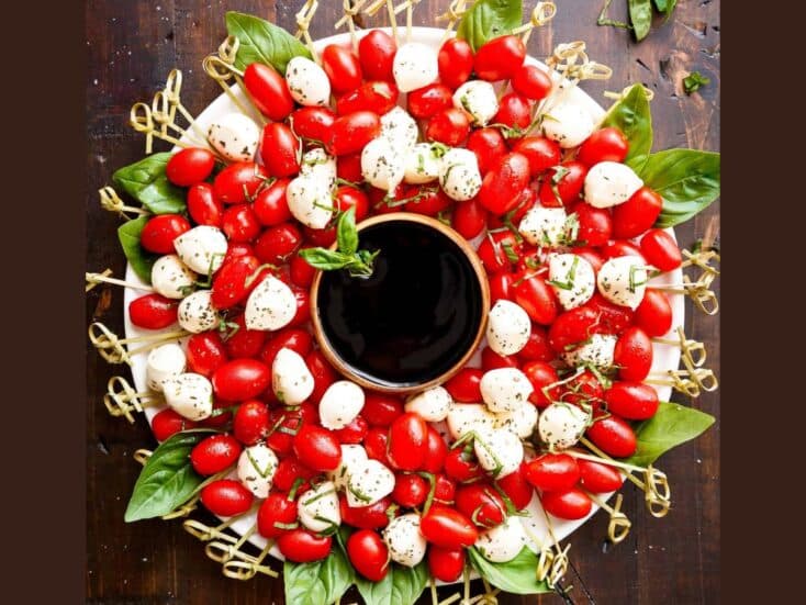 caprese salad christmas wreath