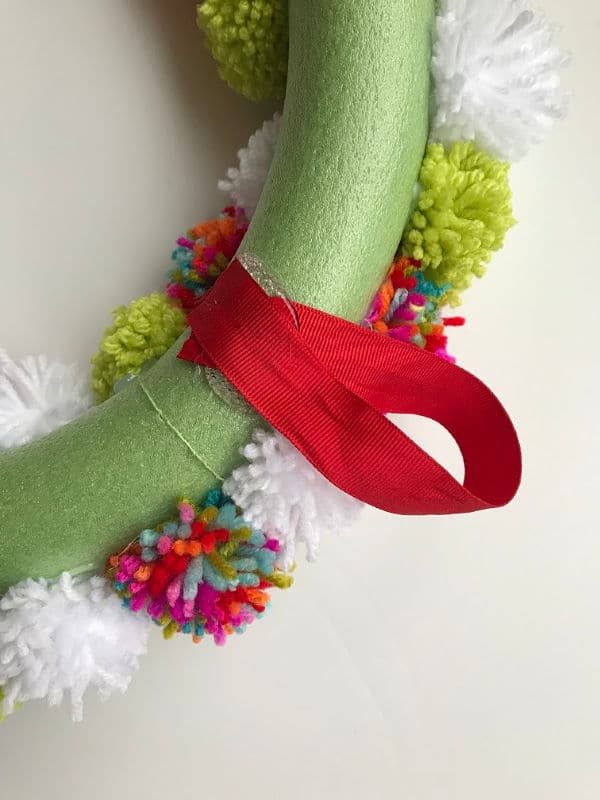 ribbon hanger glued on back of wreath back