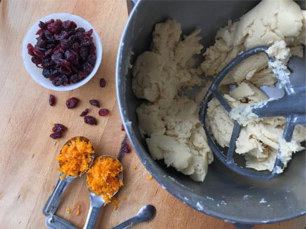 shortbread dough in mixer
