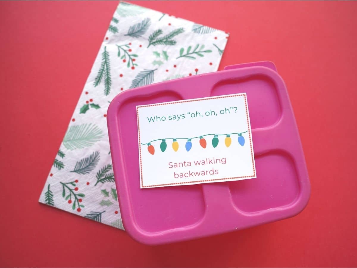 silly christmas jokes for kids cut out and in lunchbox
