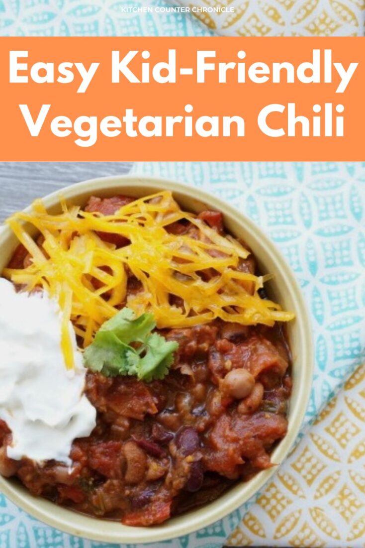 big bowl of kid-friendly vegetarian chili