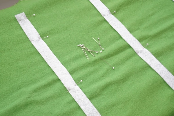 felt yard line pinned in place
