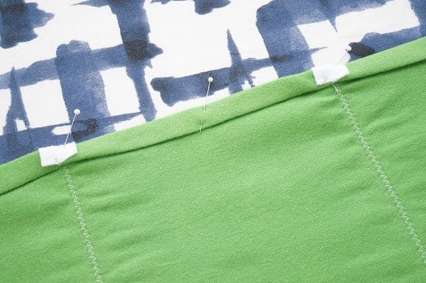 football field table runner hem pinned