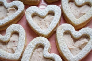 raspberry frosting sandwich cookies