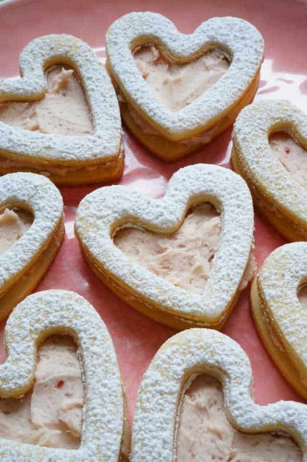 raspberry jam frosting sandwich cookies