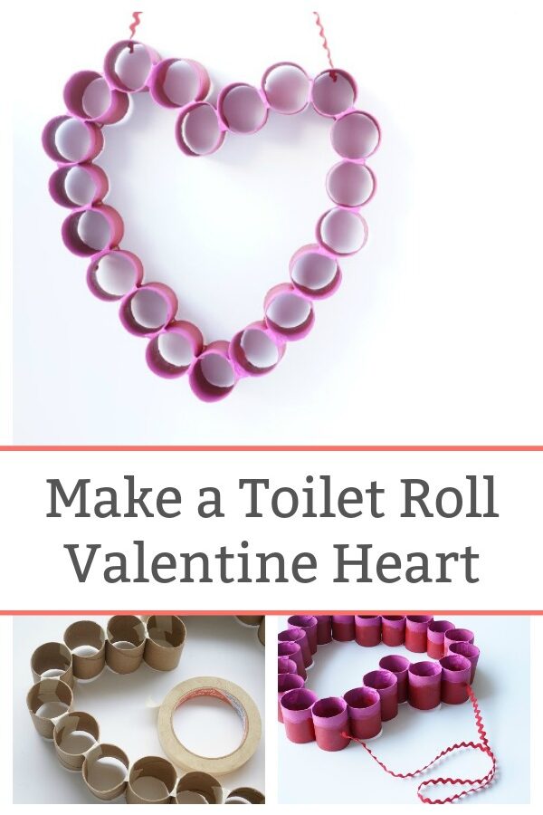 toilet paper roll valentine heart to hang on door or wall