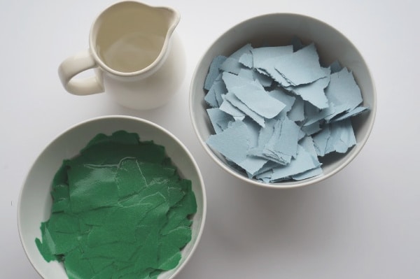 ripped construction paper soaking