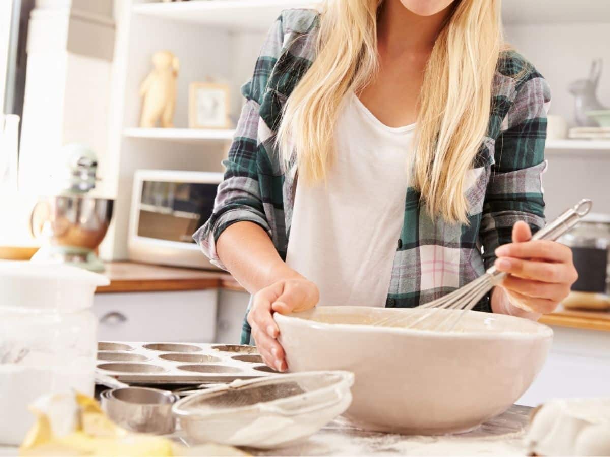 tween girl baking