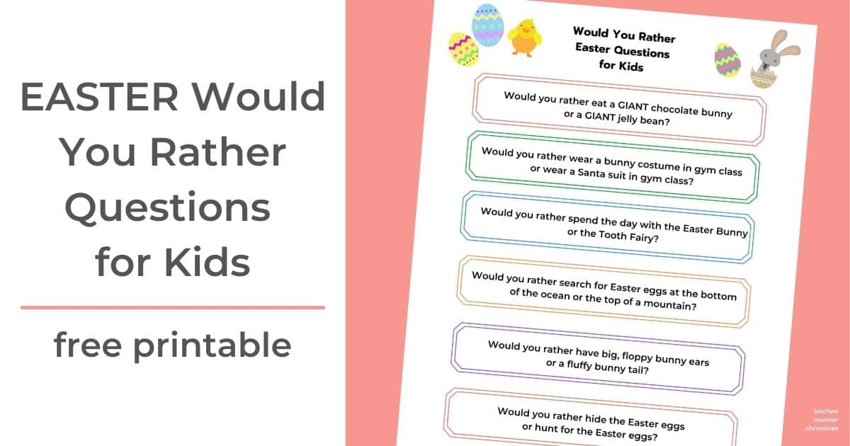 free printable Easter would you rather questions for kids