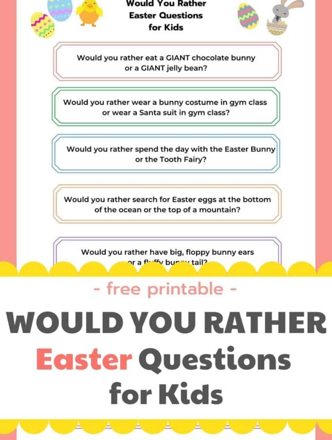 would you rather easter questions for kids pin image with title