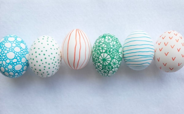 doodle easter eggs all lined up