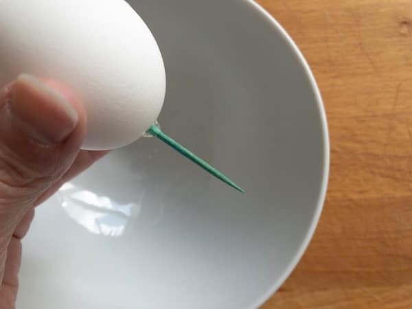 egg with toothpick in one end
