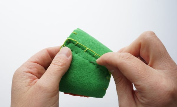 coffee cup cozy stitching together