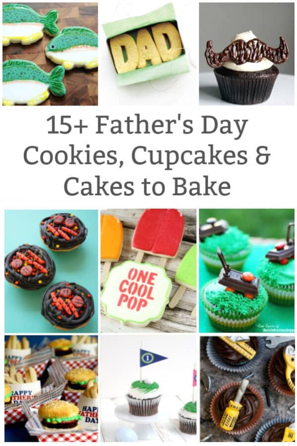 collage of father's day desserts