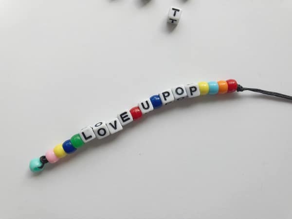 father's day keychain all letter beads in place and knotted
