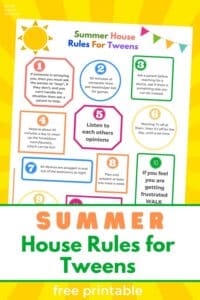 summer house rules for tweens title with printed copy of rules
