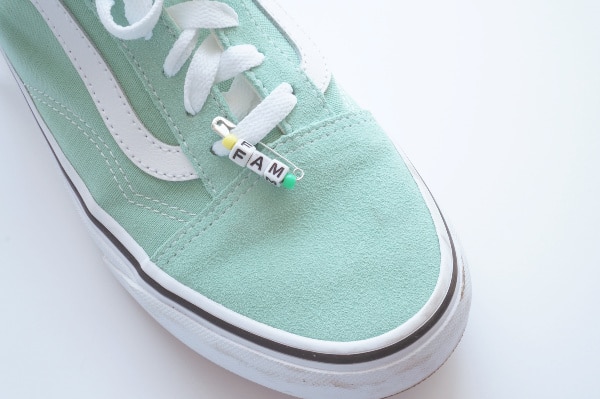 friendship pin on shoes
