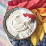 fruit dip for fruit platter in bowl on a fruit platter