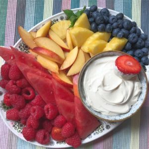 dip for fruit and a fruit platter