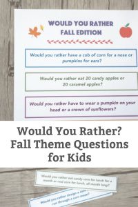 fall theme would you rather questions for kids featured image
