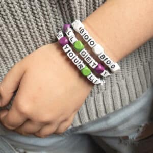 halloween friendship bracelet on girl arm