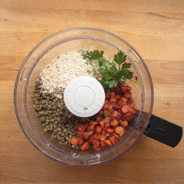 lentil meatloaf filling in the food processor