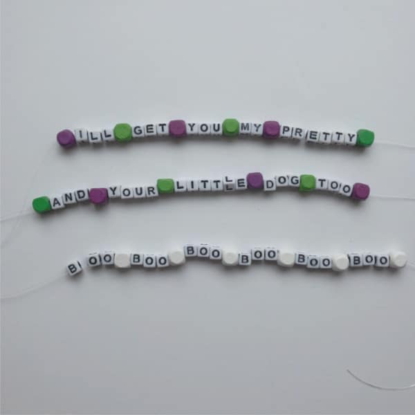letter beads on elastic string for halloween bracelet
