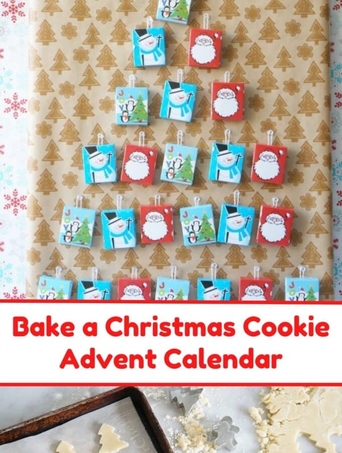 bake a christmas cookie advent calendar cookies on baking sheet and in advent boxes