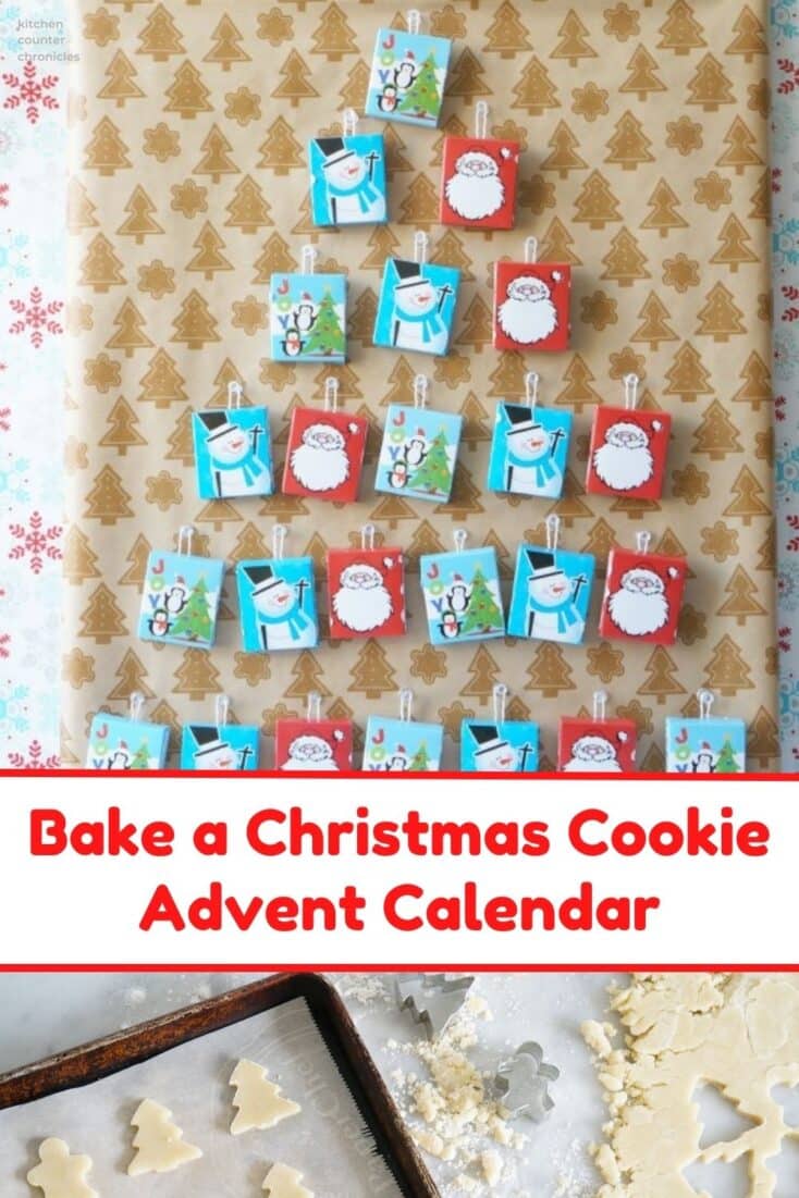 bake a christmas cookie advent calendar cookies on baking sheet and in advent boxes