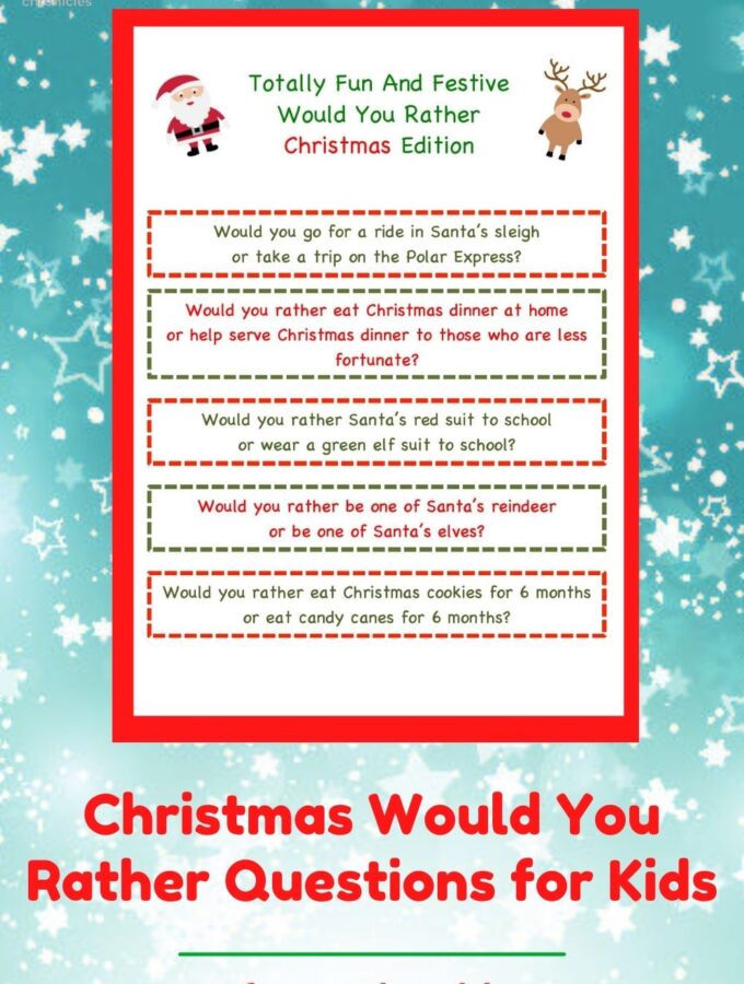 would you rather christmas questions printable with title