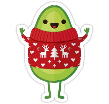 avocado in christmas sweater sticker
