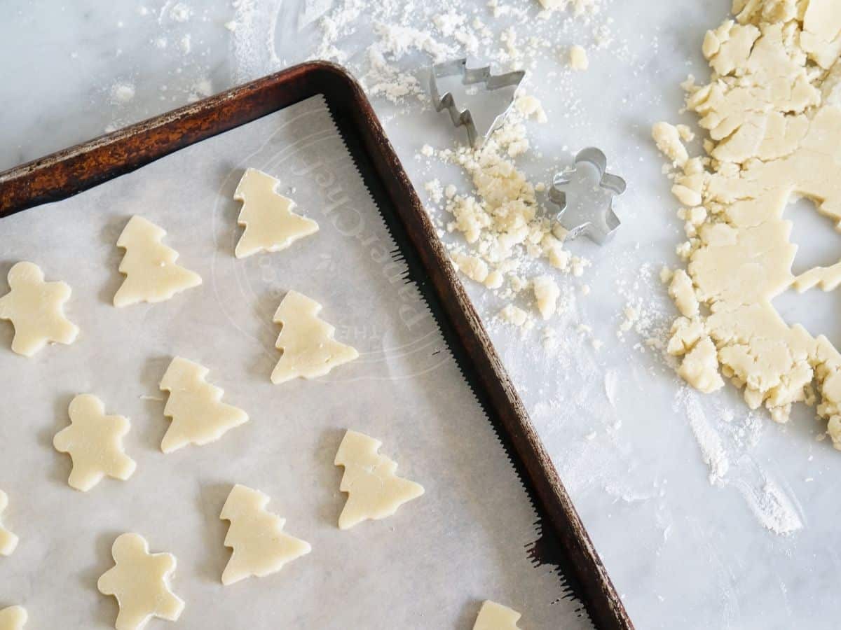close up of christmas sugar cookies for cookie advent calendar