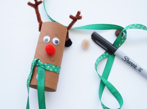 reindeer craft with smile and eye brows