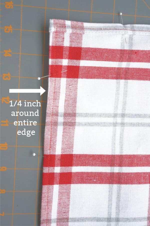 tea towel bag side seam sewn