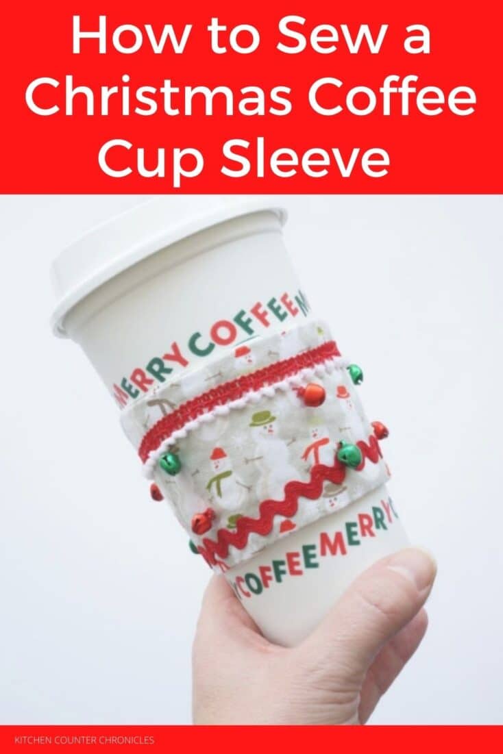 how to sew a christmas coffee cup sleeve image of the coffee cup with cozy on