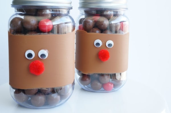 close up of reindeer noses in a jar