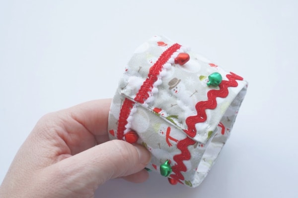 hand stitched together coffee cup sleeve