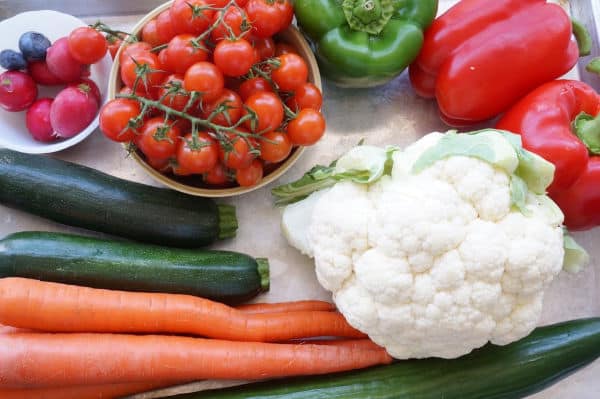 santa veggie tray ingredients on board