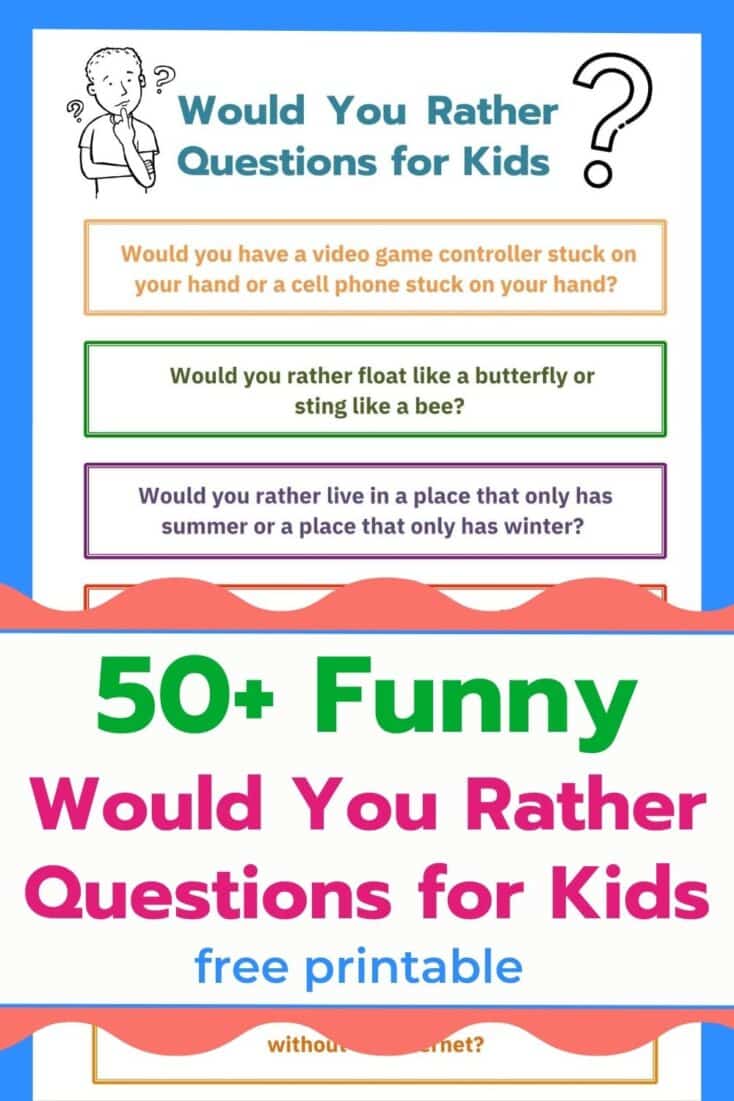 Would You Rather Questions for Students Printable Game