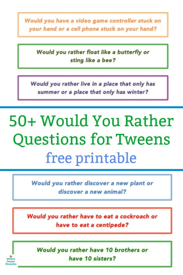 50 would you rather questions for tweens