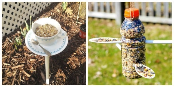 diy bird feeder for kids tea cup and bottle bird feeder