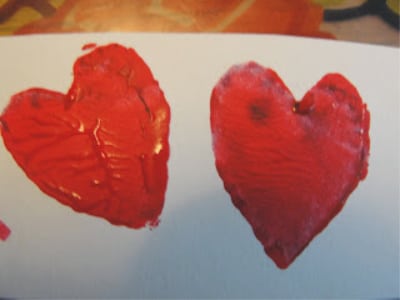 potato stamp heart valentine craft for kids
