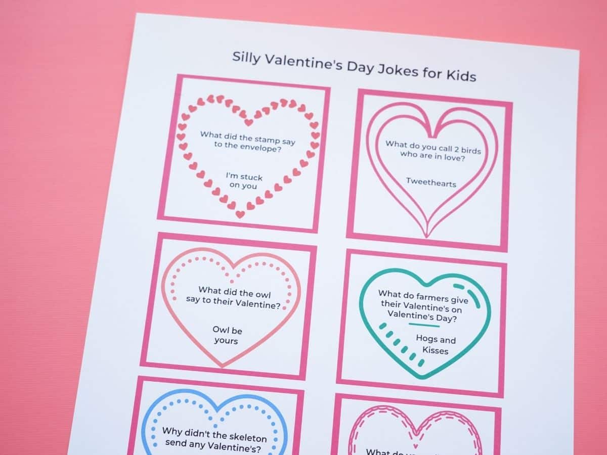 valentines day jokes for kids printed on paper